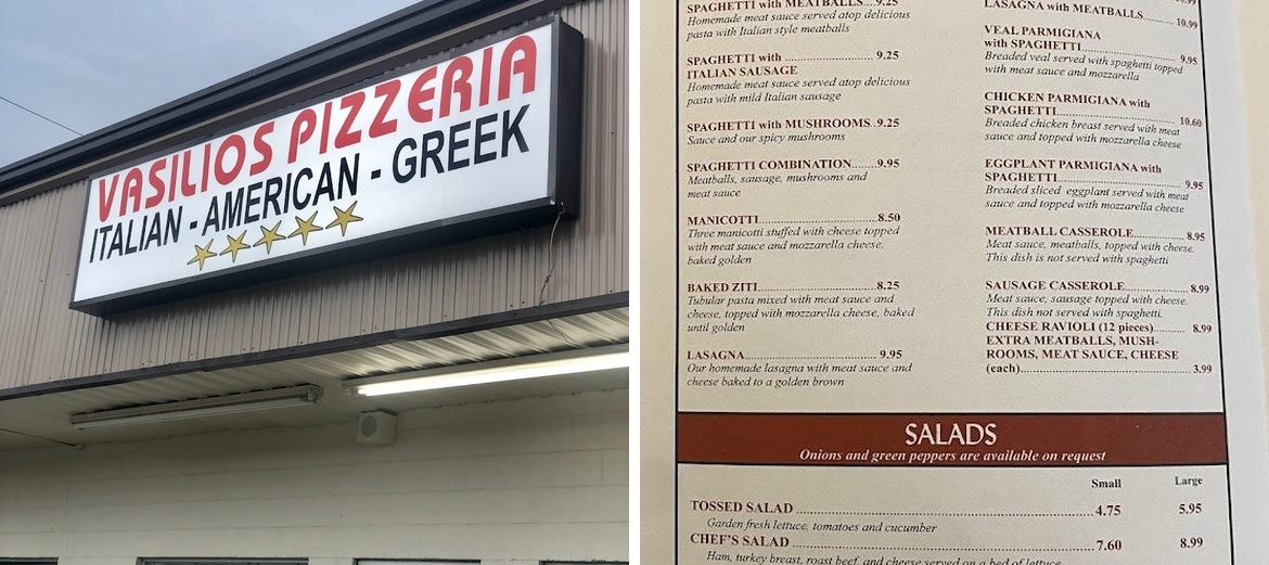 Vasilios Pizzeria Menu